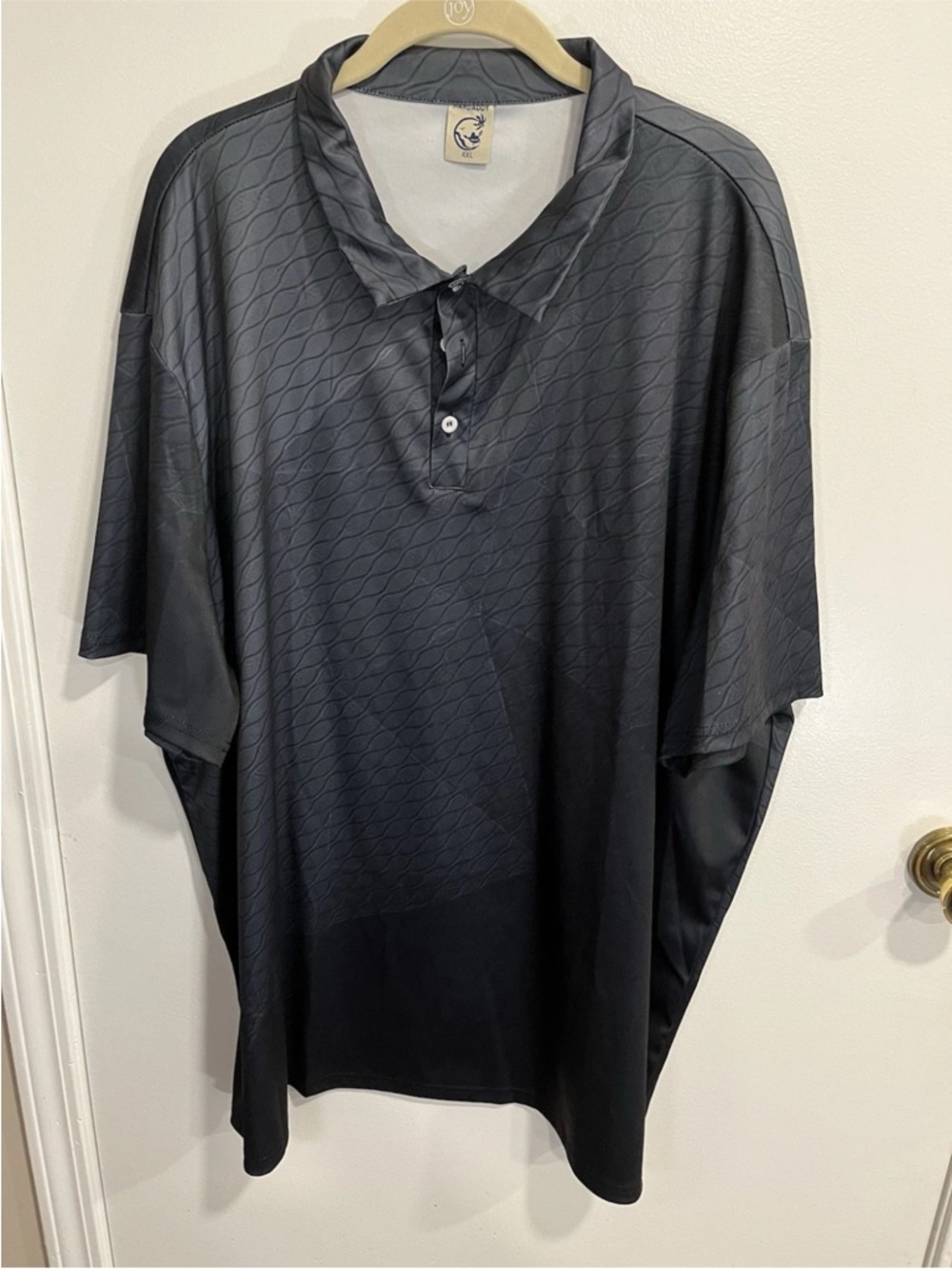 Men's Black Textured Polo by (Unknown Brand)